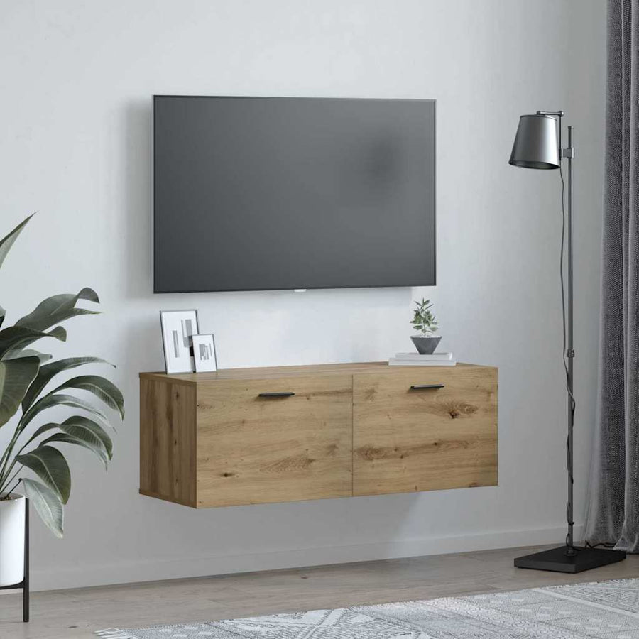 Wandkast artisanaal eikenkleurig 100 x 36.5 x 35 cm