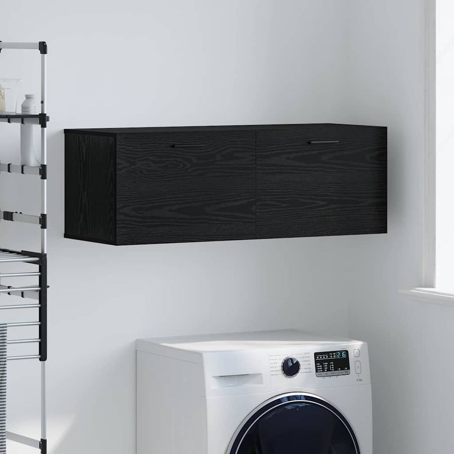 Wandkast Zwart eiken 100 x 36.5 x 35 cm Bewerkt hout