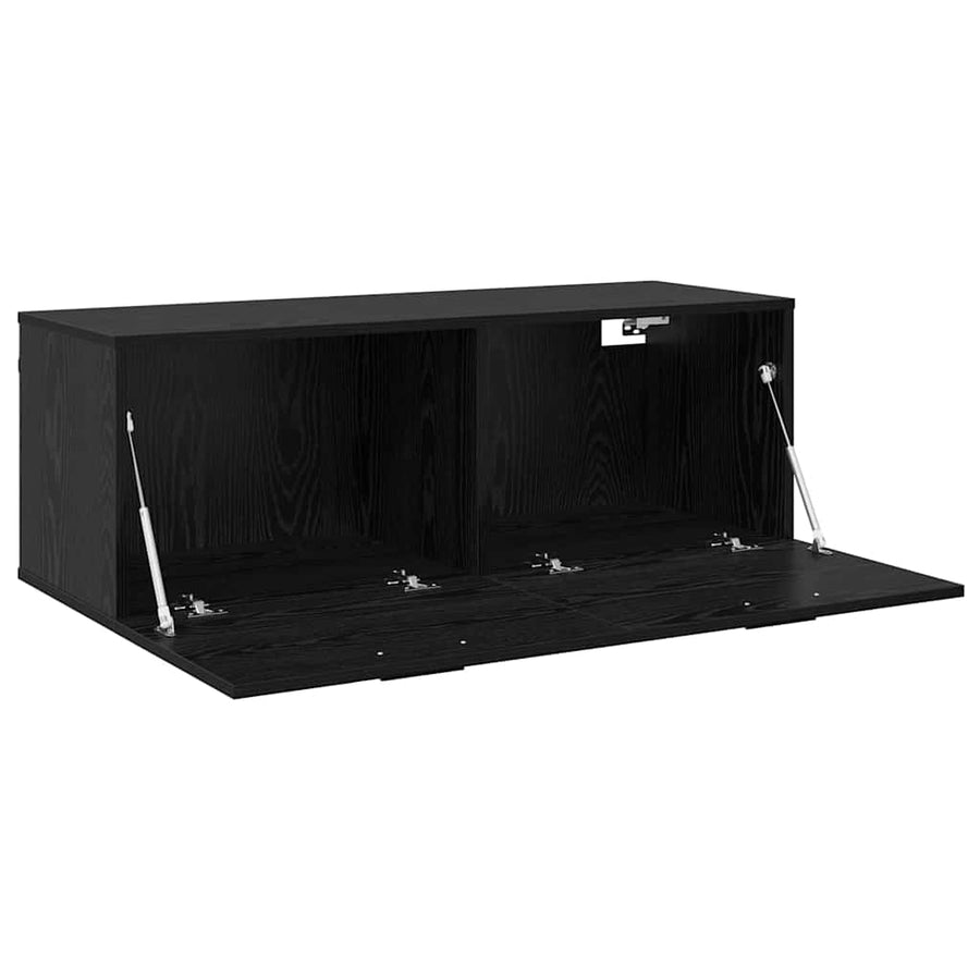 Wandkast Zwart eiken 100 x 36.5 x 35 cm Bewerkt hout
