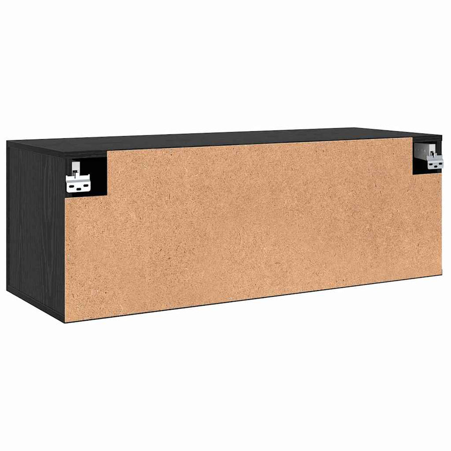 Wandkast Zwart eiken 100 x 36.5 x 35 cm Bewerkt hout