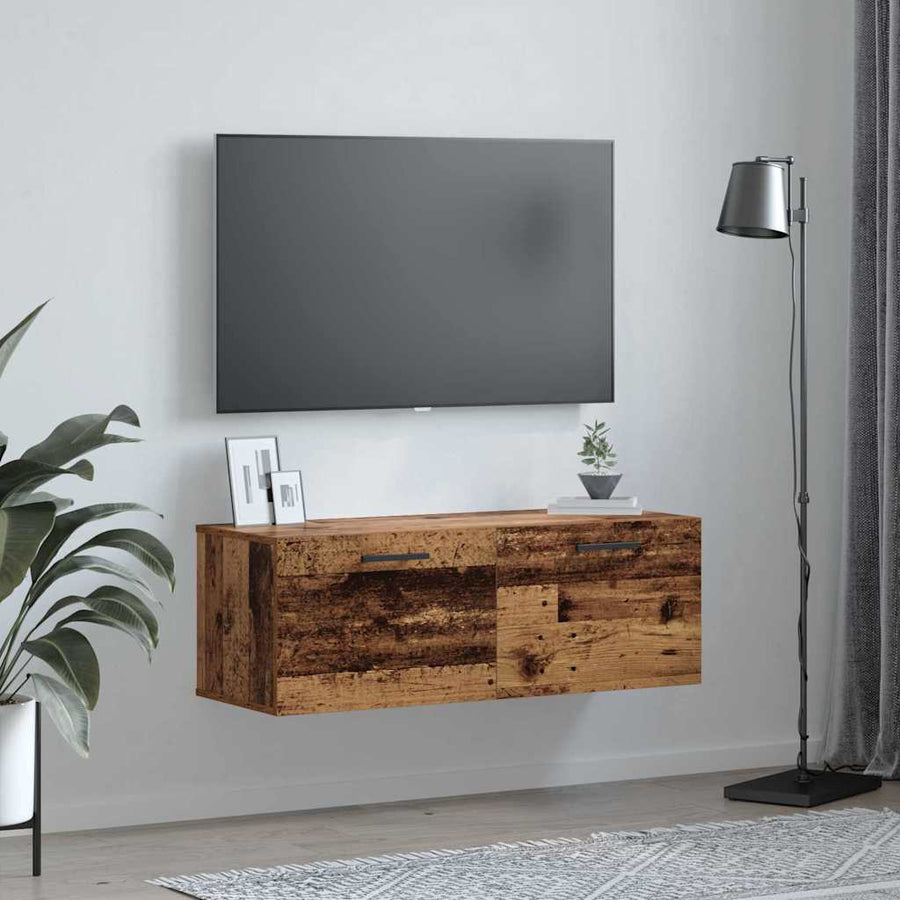 Wandkast Oud hout 100 x 36.5 x 35 cm Bewerkt hout