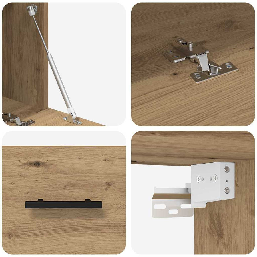Wandkast artisanaal eikenkleurig 100 x 36.5 x 35 cm