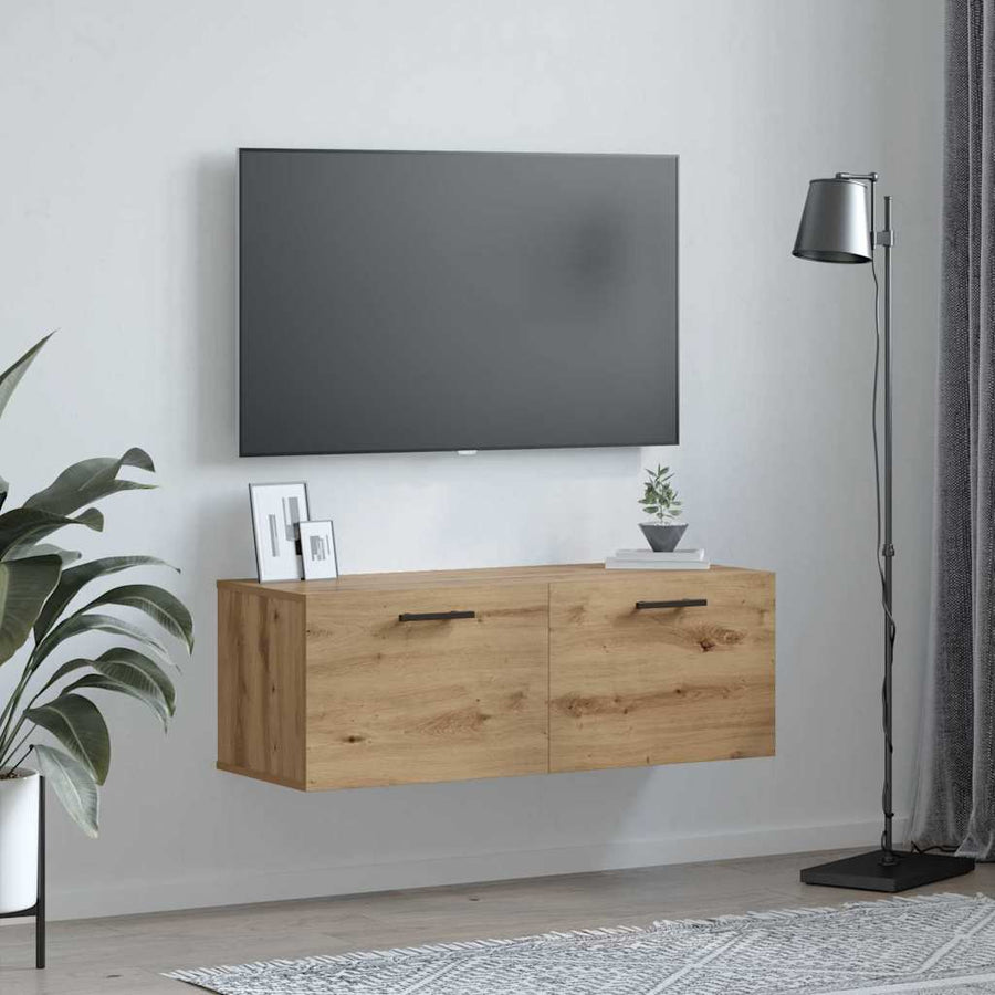 Wandkast artisanaal eikenkleurig 100 x 36.5 x 35 cm
