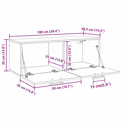 Wandkast artisanaal eikenkleurig 100 x 36.5 x 35 cm