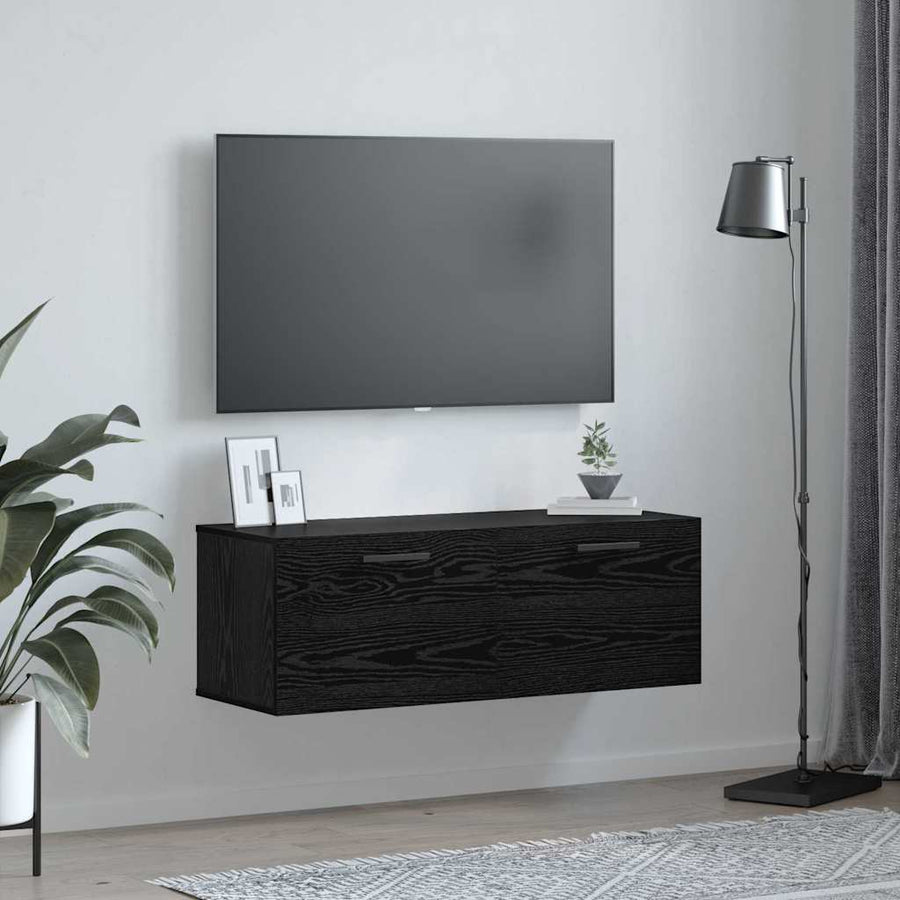 Wandkast Zwart eiken 100 x 36.5 x 35 cm Bewerkt hout