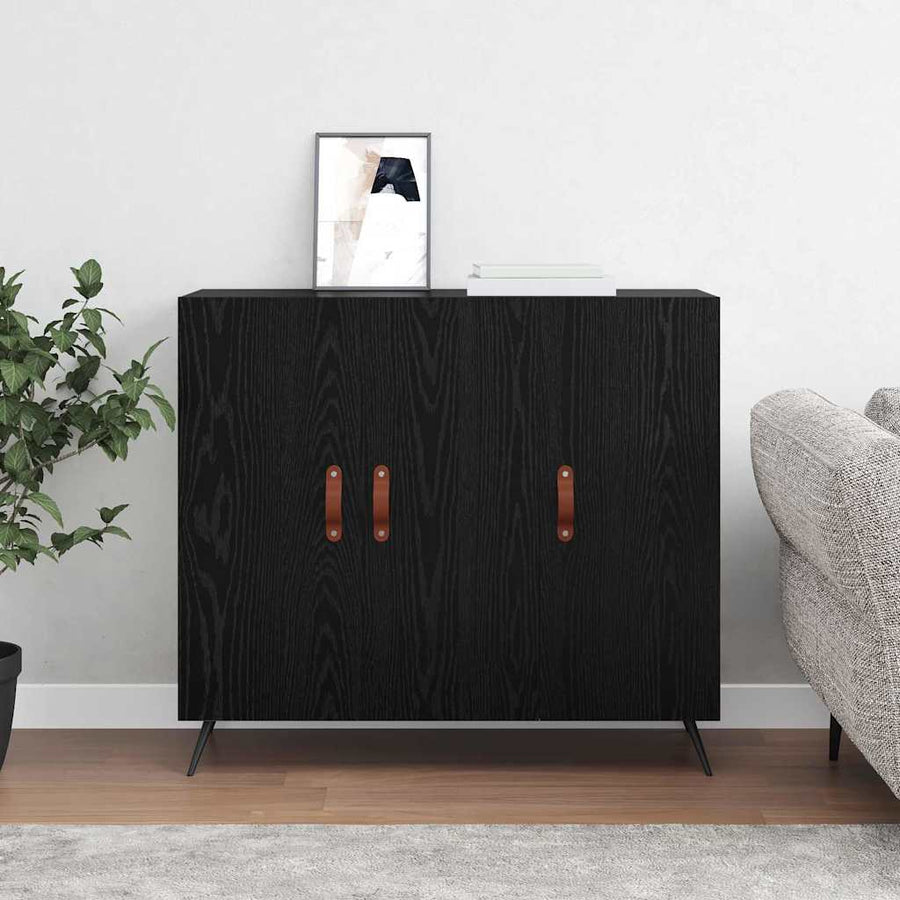 Dressoir Zwart 90 x 34 x 80 cm Bewerkt hout