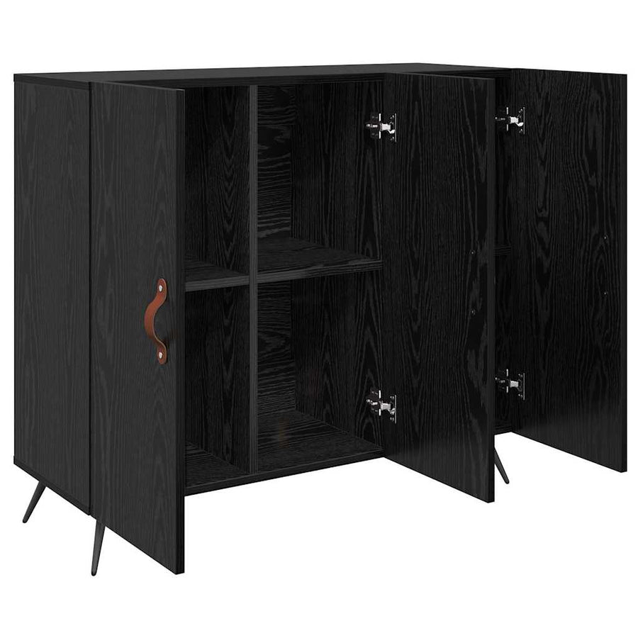 Dressoir Zwart 90 x 34 x 80 cm Bewerkt hout