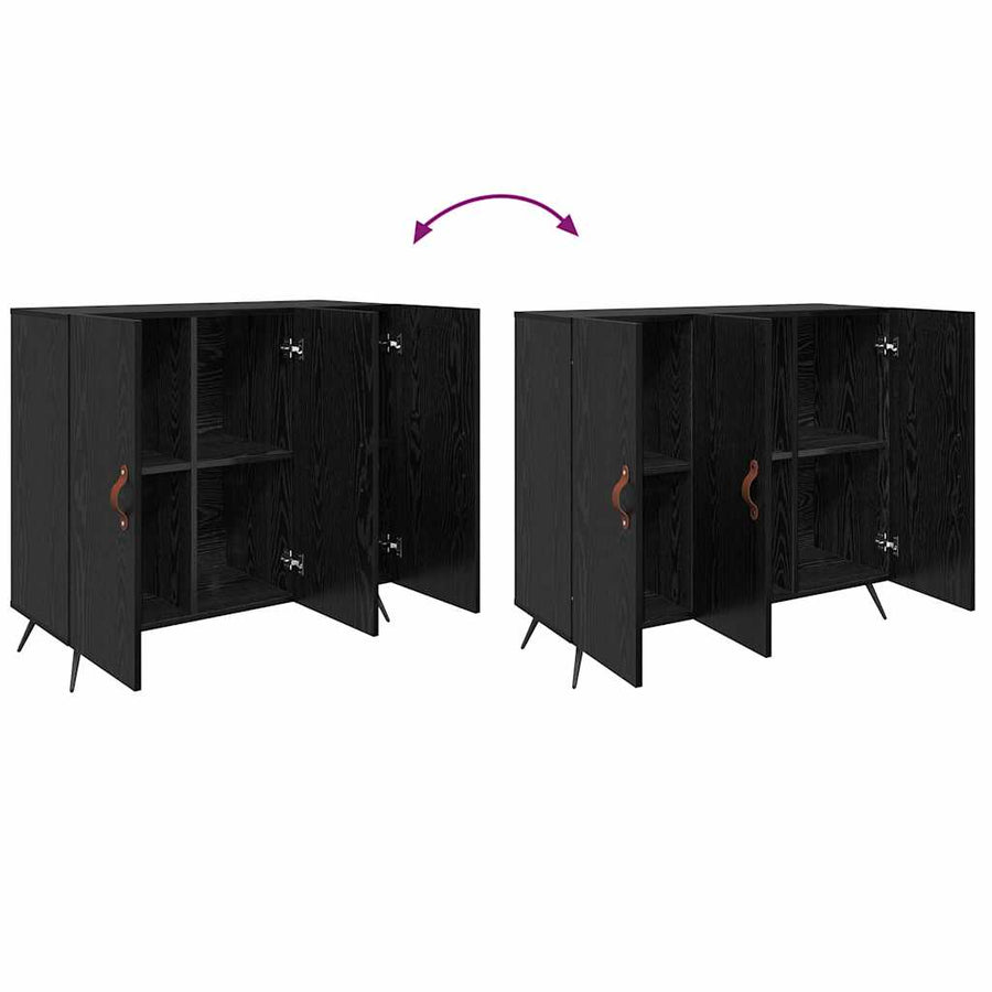 Dressoir Zwart 90 x 34 x 80 cm Bewerkt hout