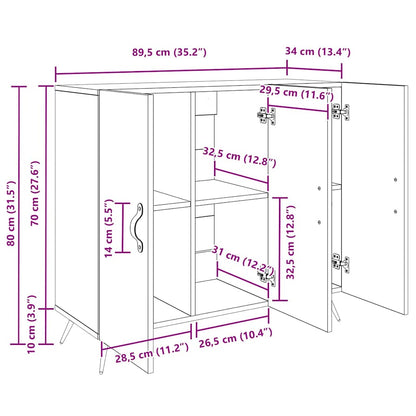 Dressoir Zwart 90 x 34 x 80 cm Bewerkt hout