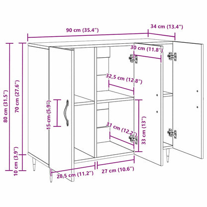 Dressoir Artisan Eiken 90 x 34 x 80 cm Bewerkt hout