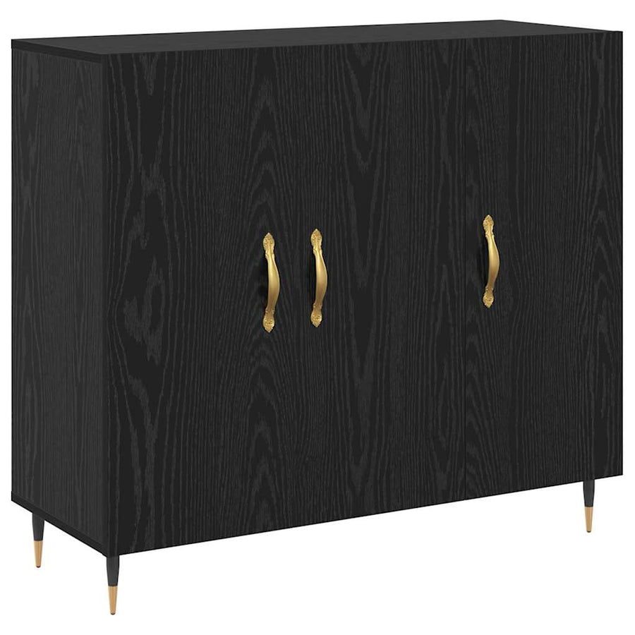 Dressoir Zwart Eiken 90 x 34 x 80 cm Bewerkt hout
