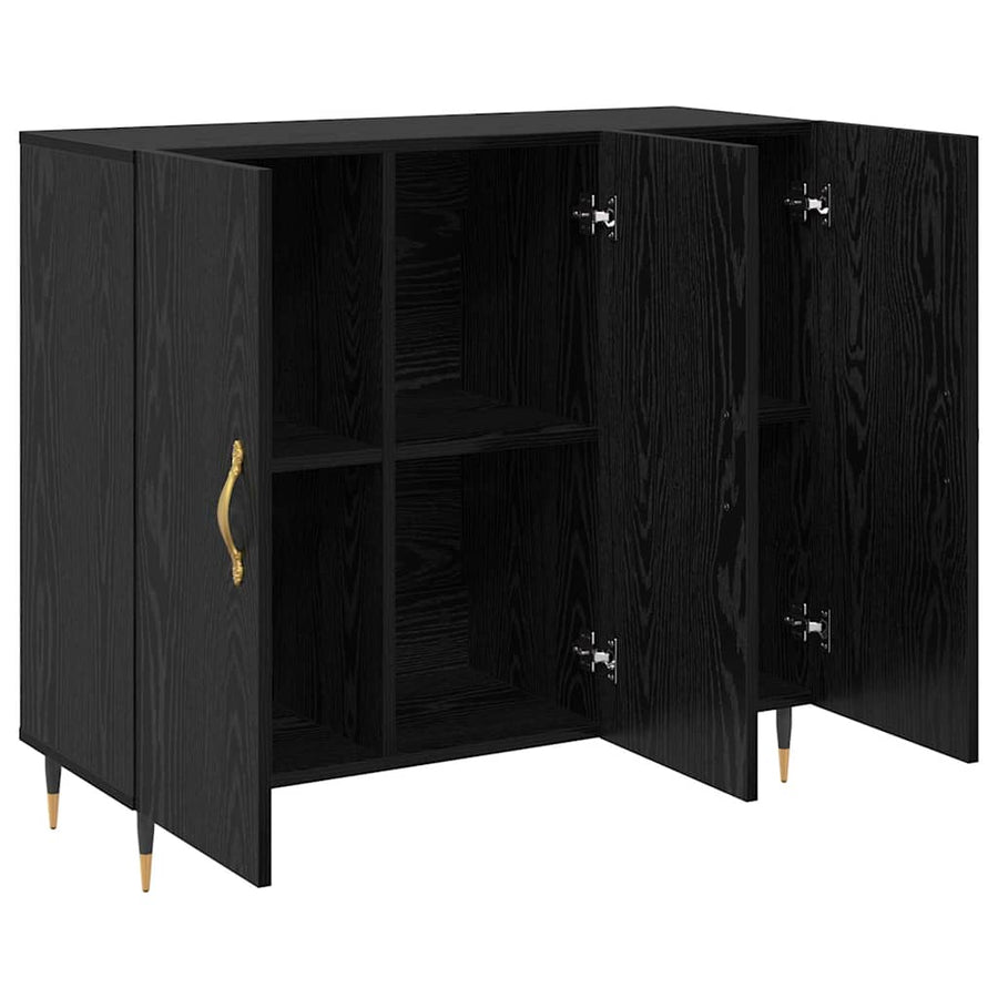 Dressoir Zwart Eiken 90 x 34 x 80 cm Bewerkt hout