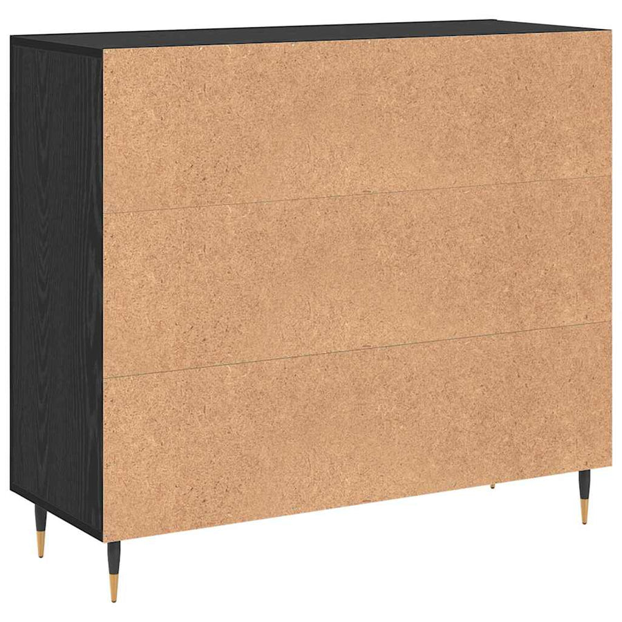 Dressoir Zwart Eiken 90 x 34 x 80 cm Bewerkt hout