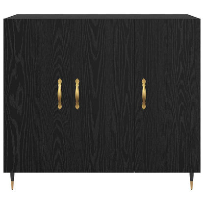 Dressoir Zwart Eiken 90 x 34 x 80 cm Bewerkt hout
