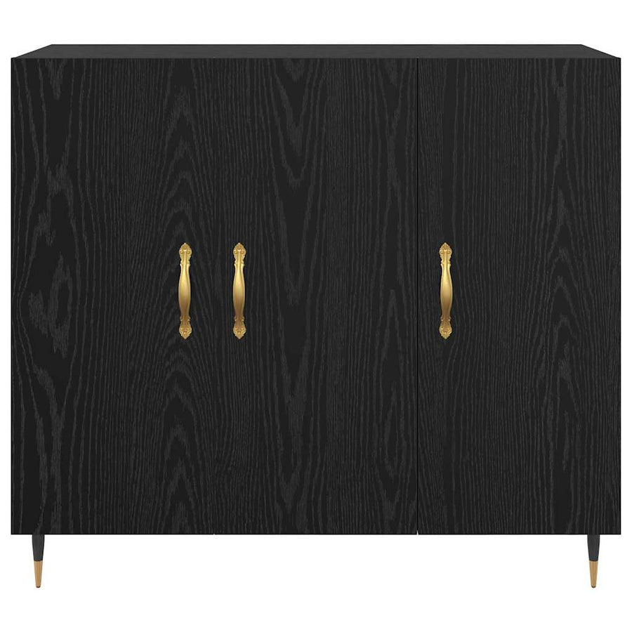 Dressoir Zwart Eiken 90 x 34 x 80 cm Bewerkt hout