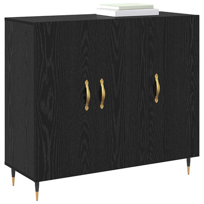 Dressoir Zwart Eiken 90 x 34 x 80 cm Bewerkt hout