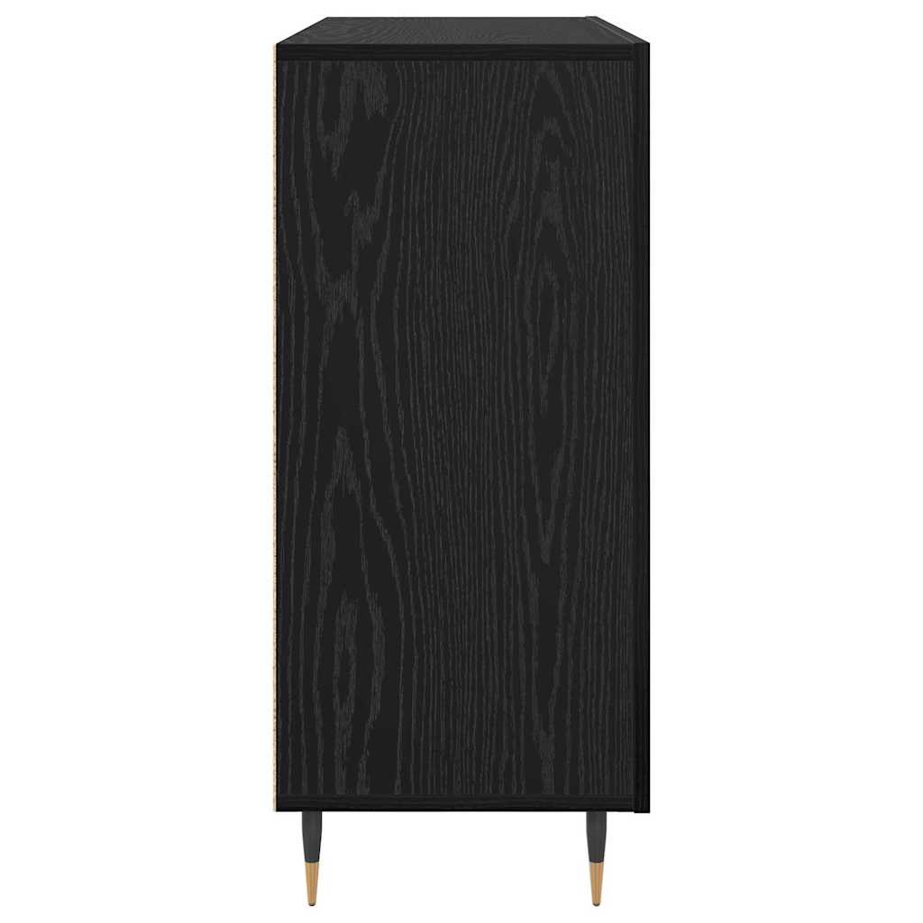 Dressoir Zwart Eiken 90 x 34 x 80 cm Bewerkt hout