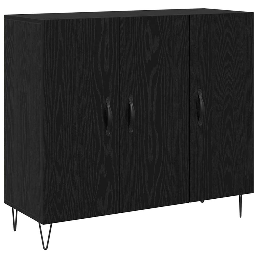 Dressoir Zwart Eiken 90 x 32,5 x 80 cm Bewerkt hout