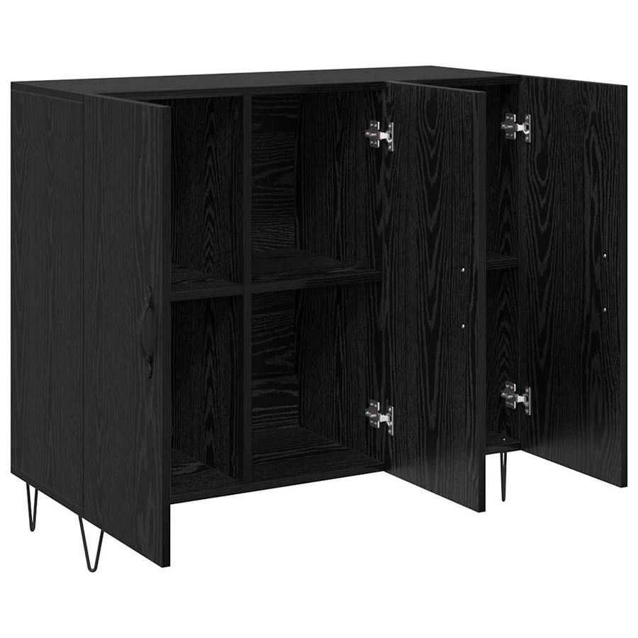 Dressoir Zwart Eiken 90 x 32,5 x 80 cm Bewerkt hout