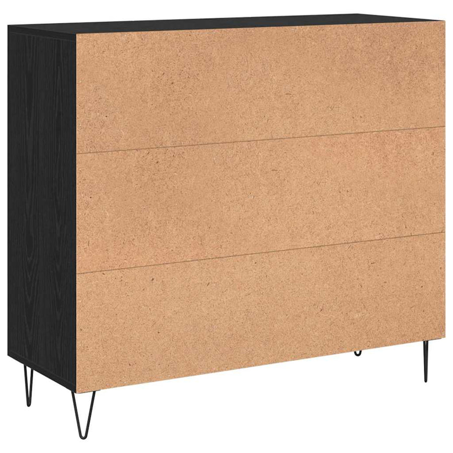 Dressoir Zwart Eiken 90 x 32,5 x 80 cm Bewerkt hout