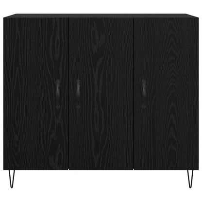 Dressoir Zwart Eiken 90 x 32,5 x 80 cm Bewerkt hout