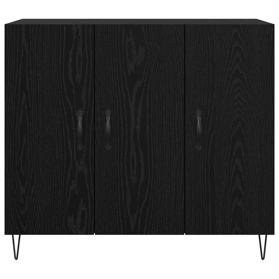 Dressoir Zwart Eiken 90 x 32,5 x 80 cm Bewerkt hout