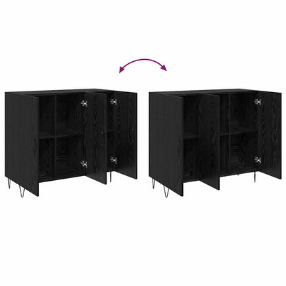 Dressoir Zwart Eiken 90 x 32,5 x 80 cm Bewerkt hout