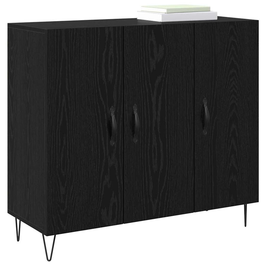 Dressoir Zwart Eiken 90 x 32,5 x 80 cm Bewerkt hout