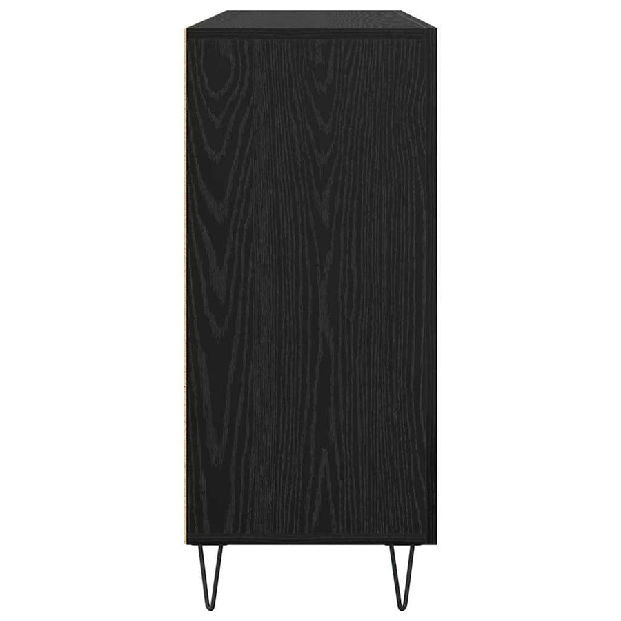 Dressoir Zwart Eiken 90 x 32,5 x 80 cm Bewerkt hout