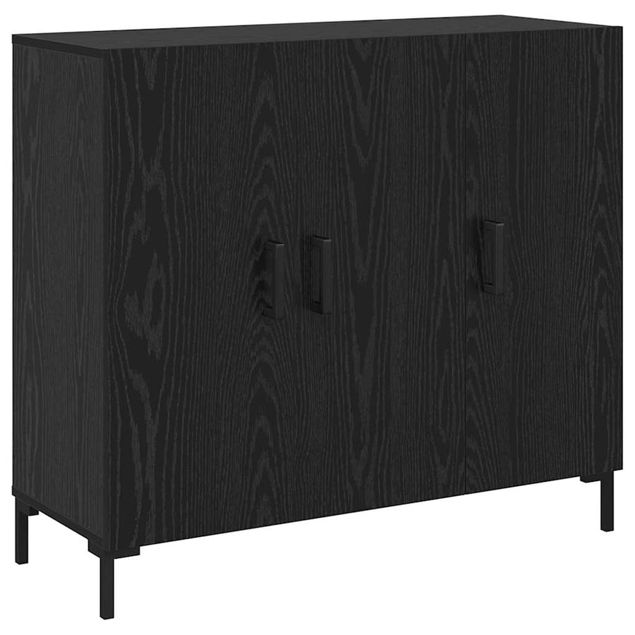 Dressoir Zwart Eiken 90 x 34 x 80 cm Bewerkt hout