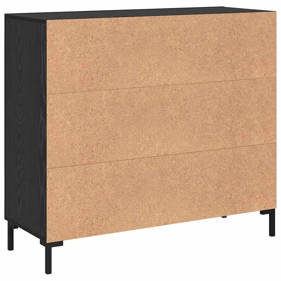 Dressoir Zwart Eiken 90 x 34 x 80 cm Bewerkt hout