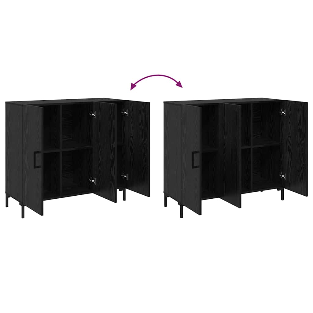 Dressoir Zwart Eiken 90 x 34 x 80 cm Bewerkt hout