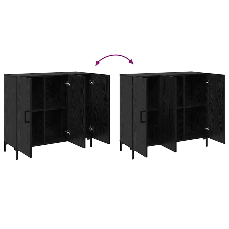 Dressoir Zwart Eiken 90 x 34 x 80 cm Bewerkt hout