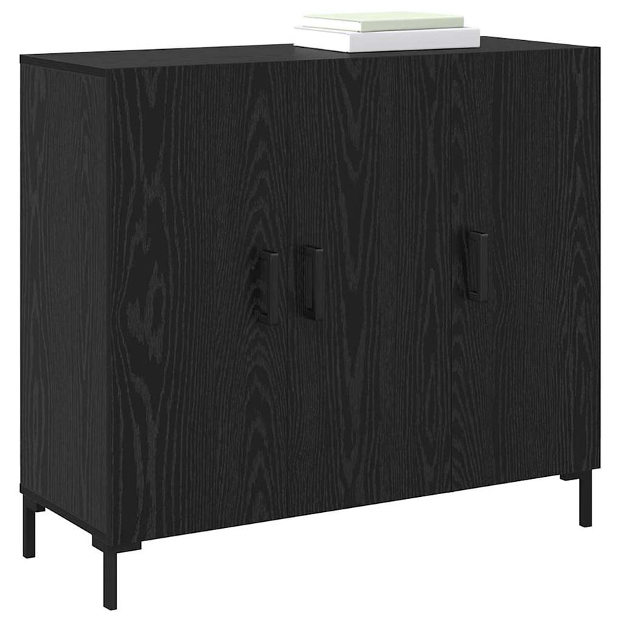 Dressoir Zwart Eiken 90 x 34 x 80 cm Bewerkt hout