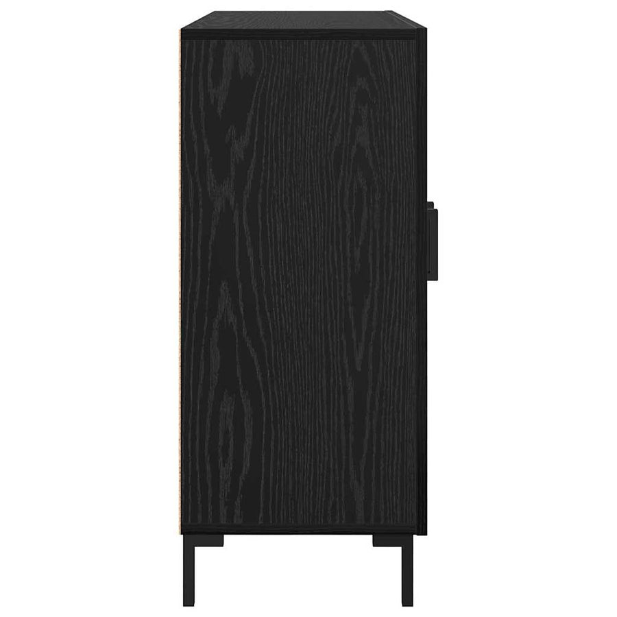 Dressoir Zwart Eiken 90 x 34 x 80 cm Bewerkt hout