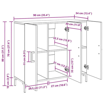 Dressoir Zwart Eiken 90 x 34 x 80 cm Bewerkt hout
