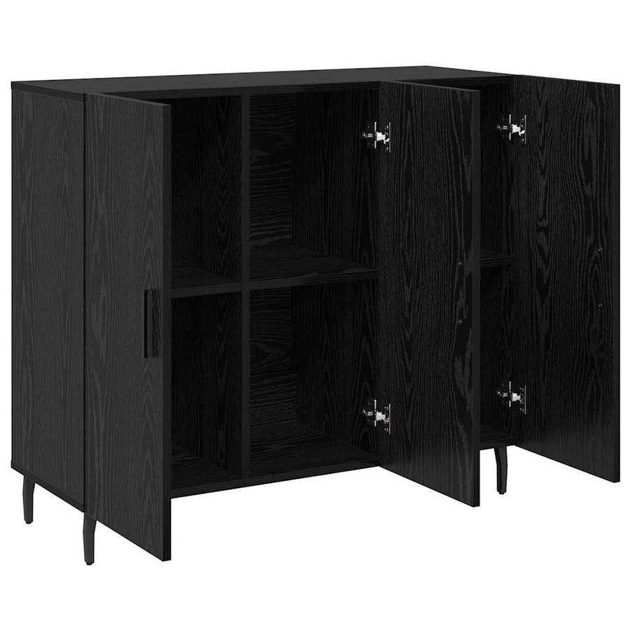 Dressoir Zwart Eiken 90 x 34 x 80 cm Bewerkt hout