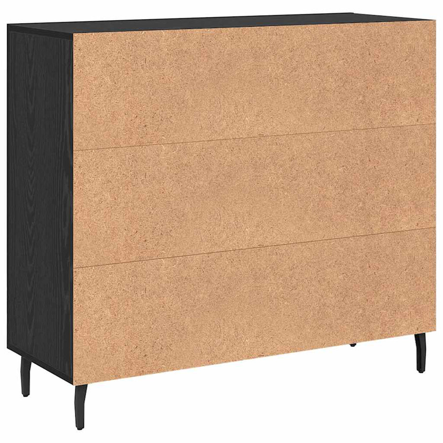 Dressoir Zwart Eiken 90 x 34 x 80 cm Bewerkt hout