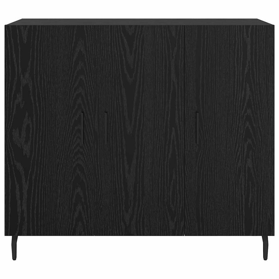 Dressoir Zwart Eiken 90 x 34 x 80 cm Bewerkt hout