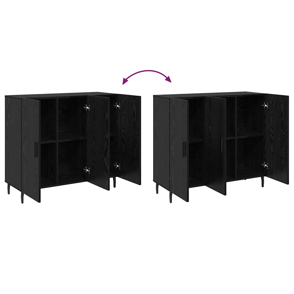 Dressoir Zwart Eiken 90 x 34 x 80 cm Bewerkt hout