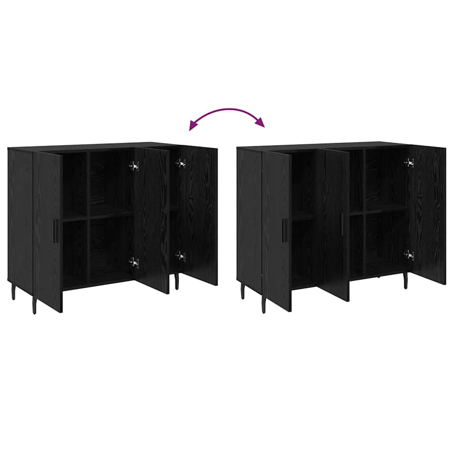 Dressoir Zwart Eiken 90 x 34 x 80 cm Bewerkt hout