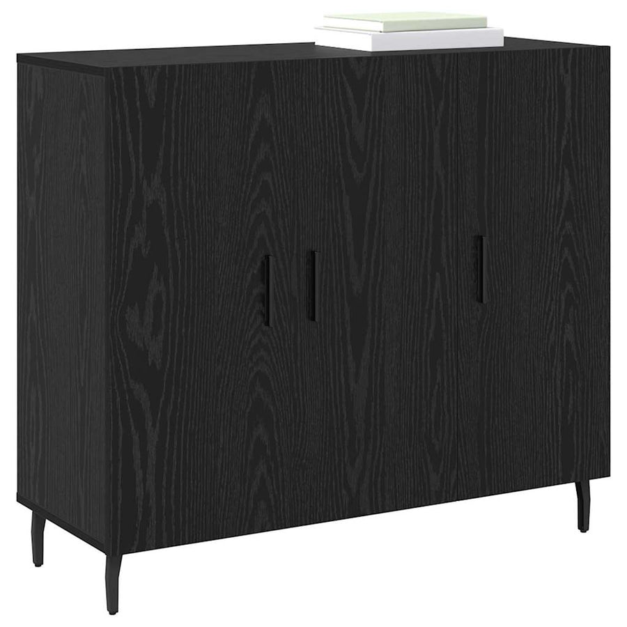 Dressoir Zwart Eiken 90 x 34 x 80 cm Bewerkt hout