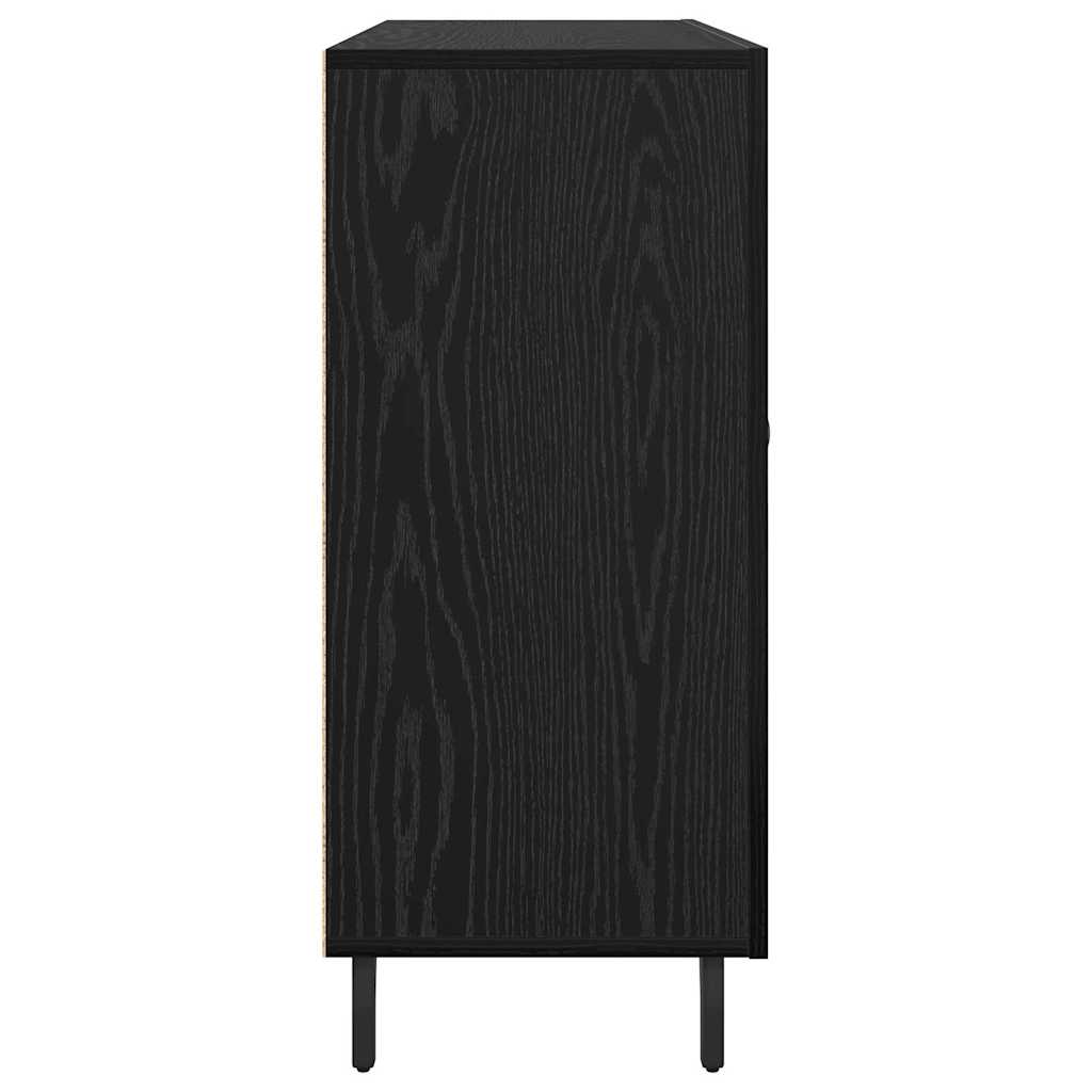 Dressoir Zwart Eiken 90 x 34 x 80 cm Bewerkt hout