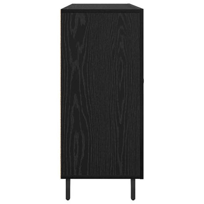 Dressoir Zwart Eiken 90 x 34 x 80 cm Bewerkt hout
