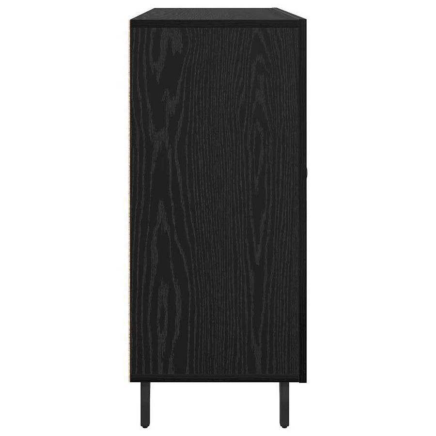 Dressoir Zwart Eiken 90 x 34 x 80 cm Bewerkt hout