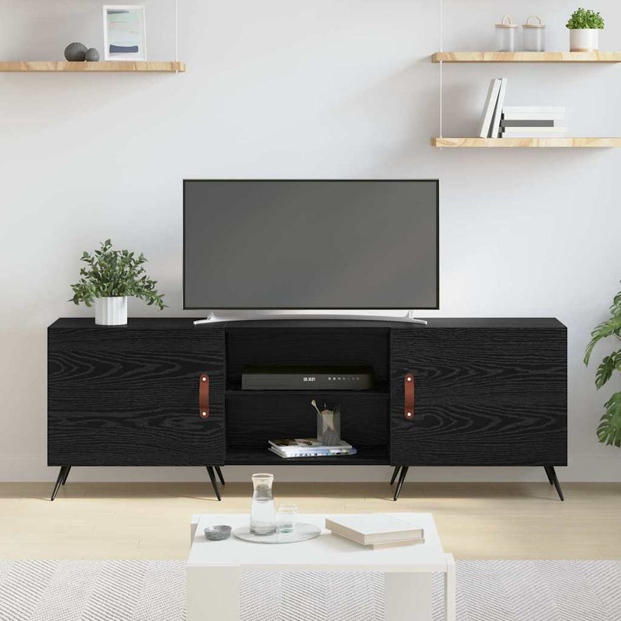 TV-kast Zwart eiken 150 x 30 x 50 cm Bewerkt hout