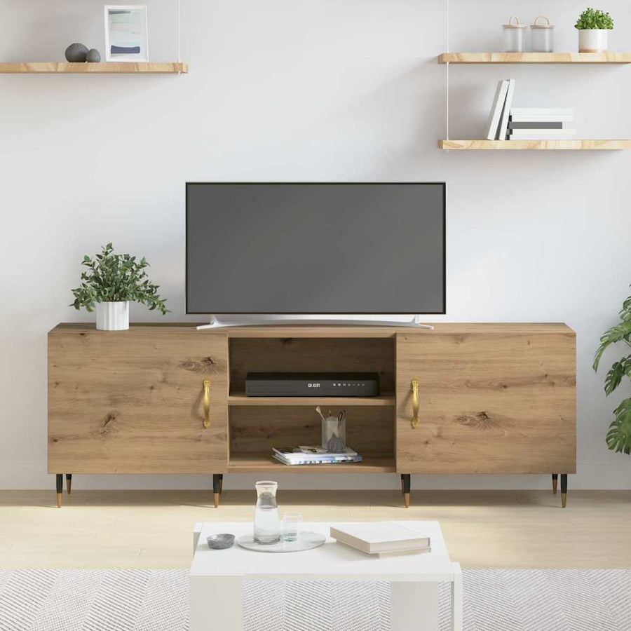 TV-kast artisanaal eikenkleurig 150 x 30 x 50 cm Bewerkt hout