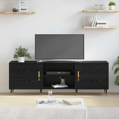 TV-kast Zwart eiken 150 x 30 x 50 cm Bewerkt hout