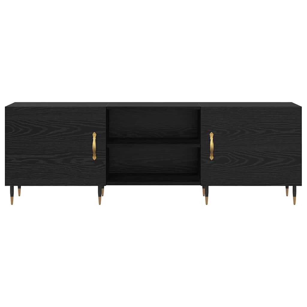 TV-kast Zwart eiken 150 x 30 x 50 cm Bewerkt hout