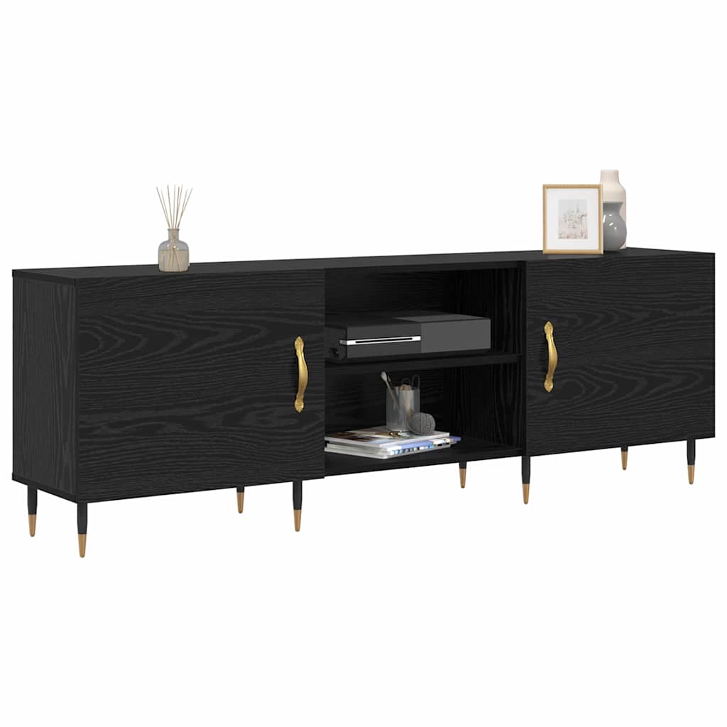 TV-kast Zwart eiken 150 x 30 x 50 cm Bewerkt hout
